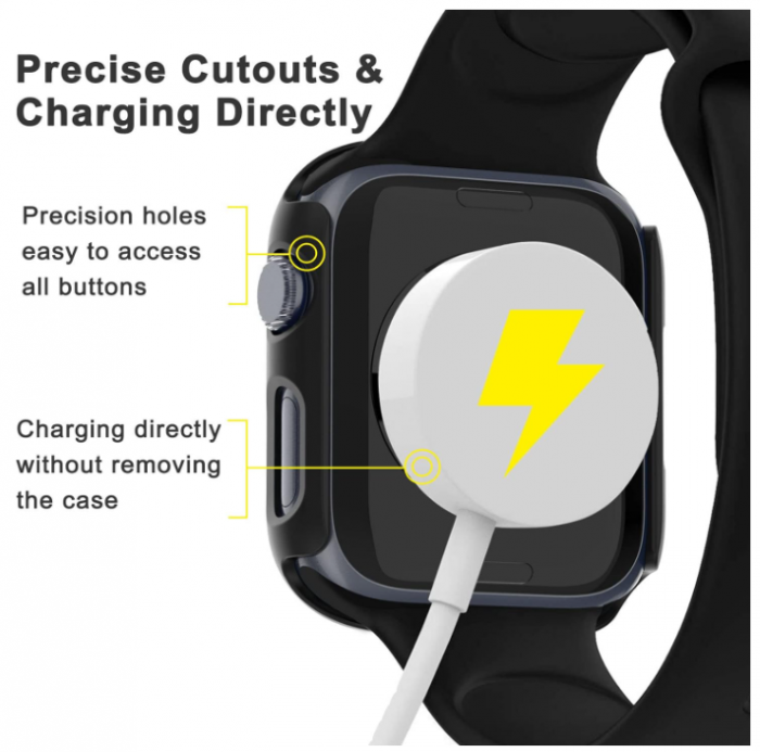 Set 4 huse Jvchengxi pentru Apple Watch Series 9 / Seria 8 / Seria 7, protecție din sticlă [6]