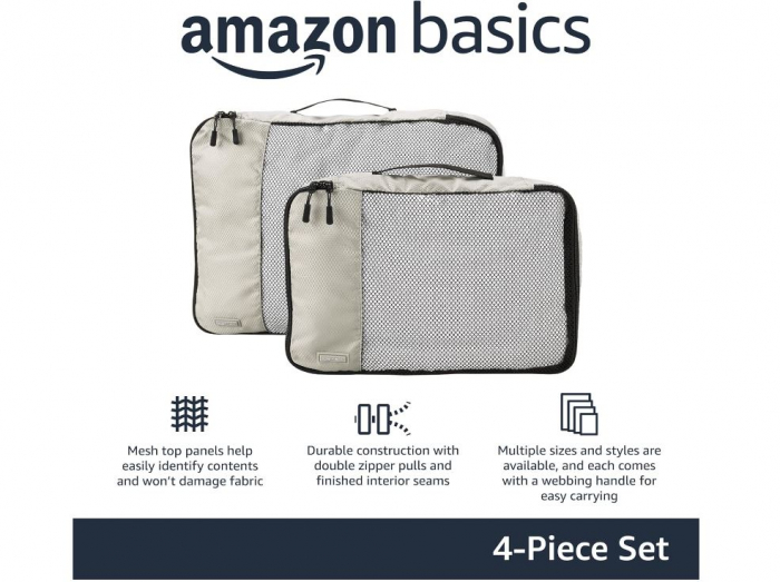 Set 4 huse organizare bagaj Amazon Basics, 2 medii și 2 mari, gri [2]