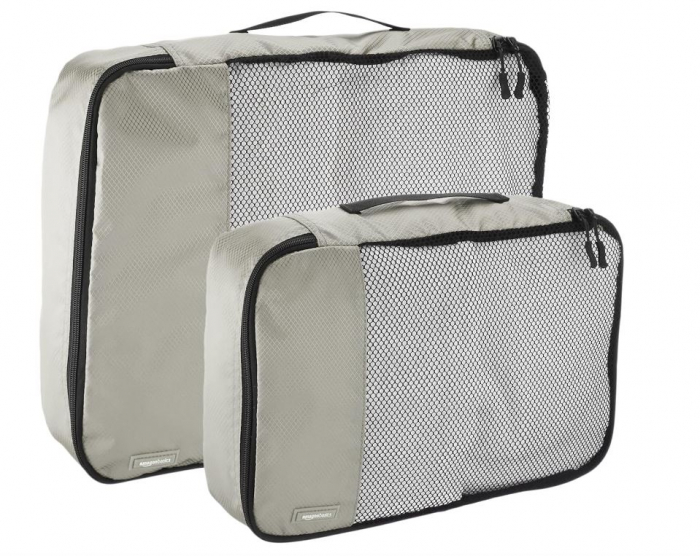 Set 4 huse organizare bagaj Amazon Basics, 2 medii și 2 mari, gri [5]
