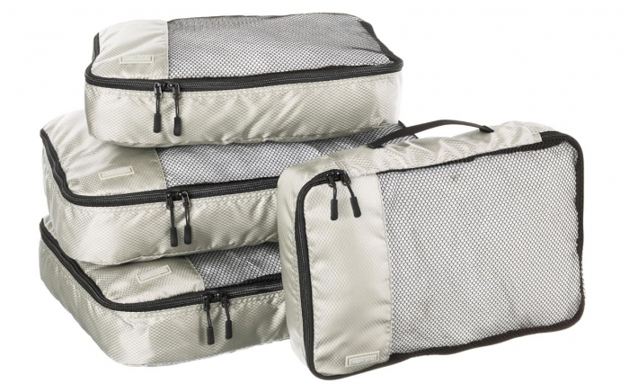 Set 4 huse organizare bagaj Amazon Basics, 2 medii și 2 mari, gri [1]