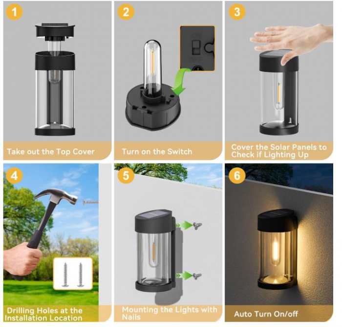 Set 4 lampi solare pentru exterior Woolmug, fara fir, impermeabile [13]