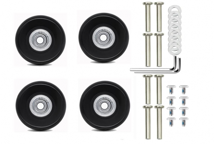 Set 4 roti de schimb pentru valiza Heedpeiur, cu accesorii, 50 x 18 mm, negru [1]