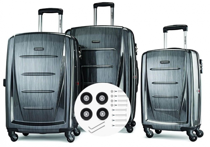 Set 4 roti de schimb pentru valiza Heedpeiur, cu accesorii, 50 x 18 mm, negru [5]