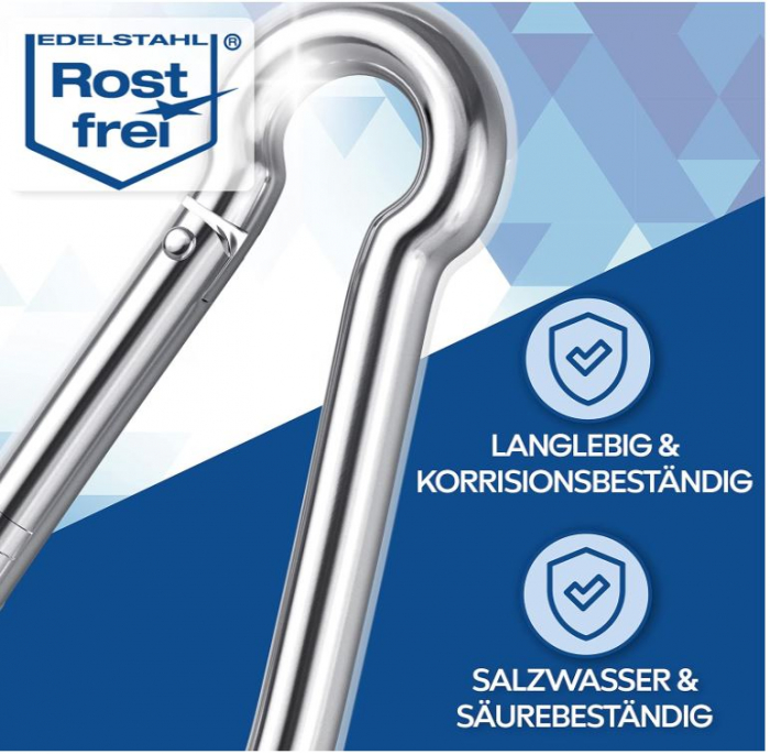 Set 5 carlig carabina profesional GARSIDURO, din oțel inoxidabil DIN 5299, 5x50 mm [3]