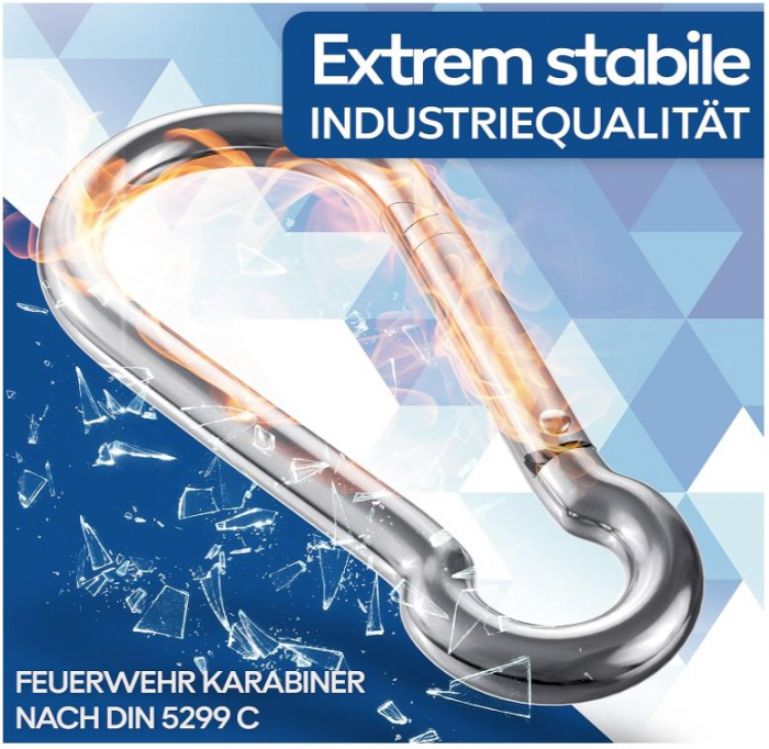 Set 5 carlig carabina profesional GARSIDURO, din oțel inoxidabil DIN 5299, 5x50 mm [4]