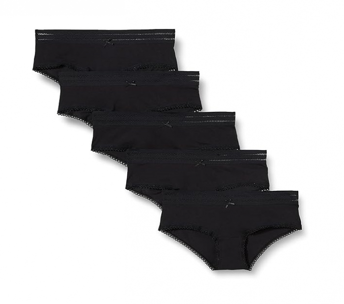 Set 5 chiloti pentru femei Iris & Lilly, detaliu din dantela, negru, XS [1]