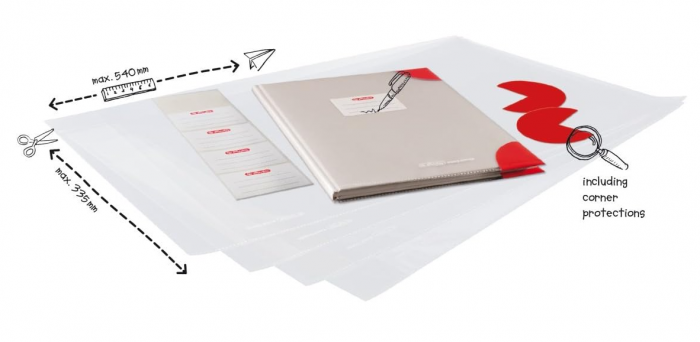 Set 5 coperti Herlitz 50014750 de plastic, 58.5 x 34 cm + 5 etichete si 24 protectii pentru colturi [3]