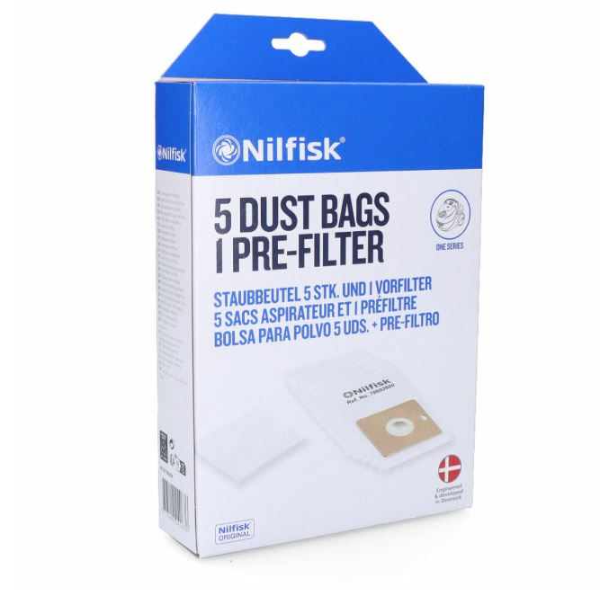 Set 5 Saci de aspirator + prefiltru, Seria ONE, 78602600 pentru Nilfisk [1]