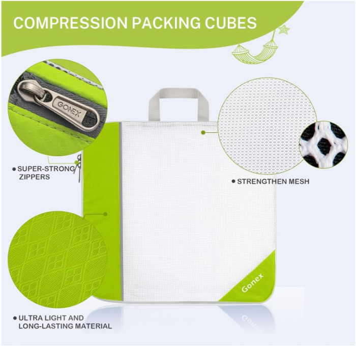 Set 6 organizatoare de voiaj Gonex pentru imbracaminte, verde [4]