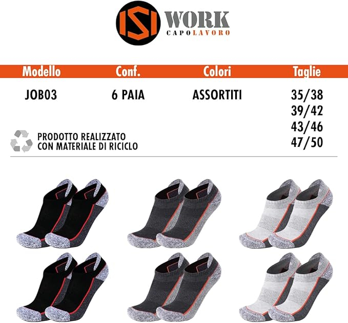 Set 6 perechi de sosete unisex ISI WORK CAPOLAVORO, Jobo3, 3 modele diferite, 43-46 [3]