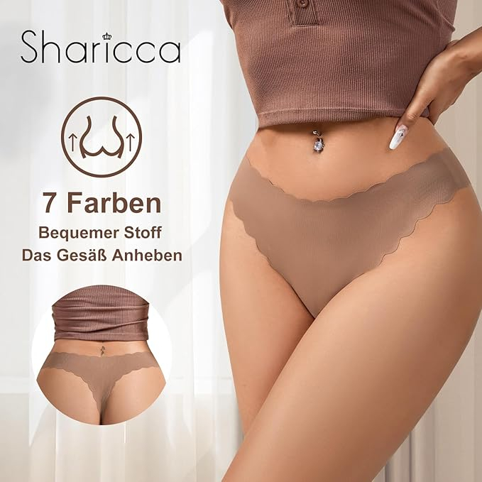 Set 7 chiloti pentru femei SHARICCA, tanga fara cusaturi, multicolor, XL [5]