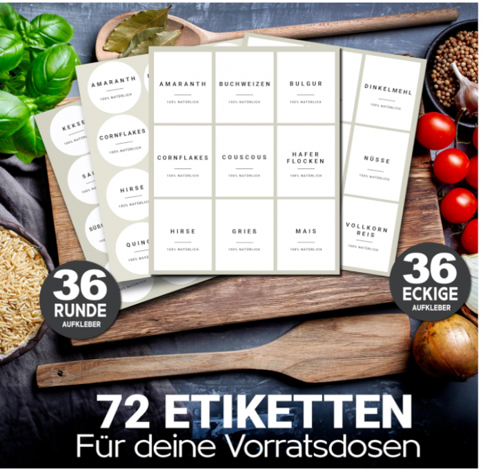 Set 72 Etichete autoadezive pentru bucatarie, in germana [3]