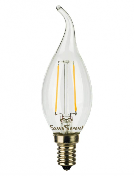 Set 10x Becuri LED tip flacără SUNSEED, filament E14, Alb cald 2700 K [1]
