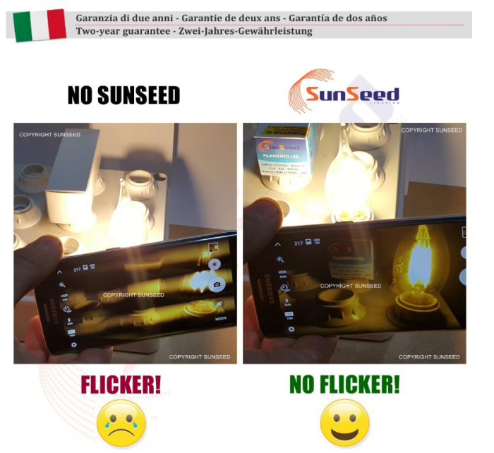 Set 10x Becuri LED tip flacără SUNSEED, filament E14, Alb cald 2700 K [5]