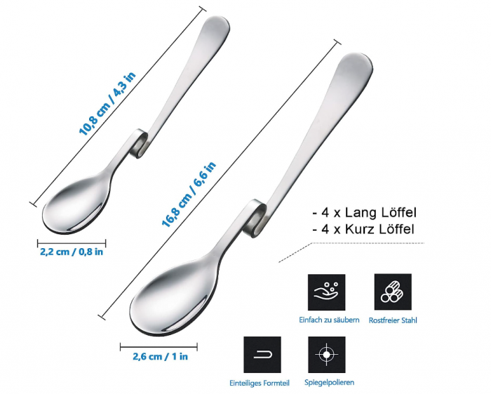 Set 8 linguri de oțel inoxidabil cu mânere curbate Sinzau [3]