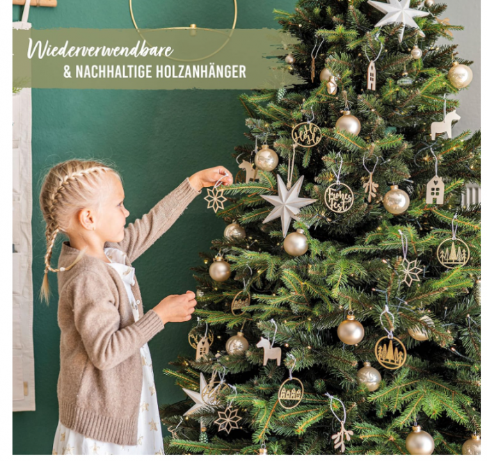 Set 8 ornamente din lemn pentru brad de craciun Papierdrachen [4]