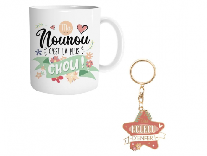 Set cana + breloc STC "Dadaca mea este cea mai draguta" (franceza) [1]