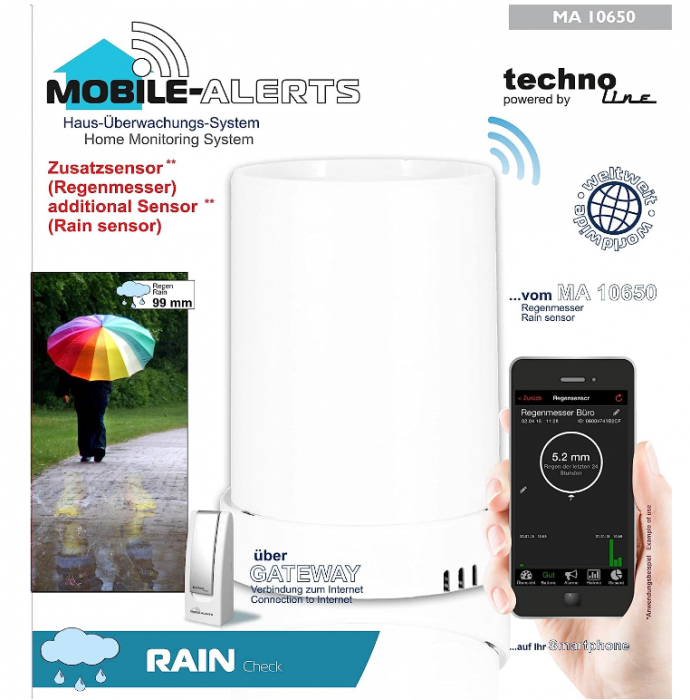 Set complet pluviometru, gateway și senzor de ploaie fără fir Technoline MA10040, alb [3]