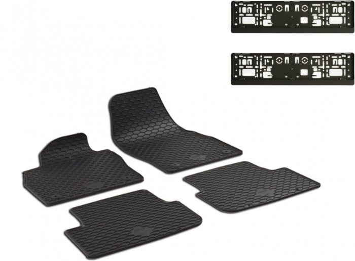 Set Covorase Auto Cauciuc Umbrella Pentru Seat Ibiza (2017-), Arona (2017-), Volkswagen Polo (2017-), Audi A1 (2018-) + Suport Numar Inmatriculare Mega Drive Simplu Set 2 Buc [1]