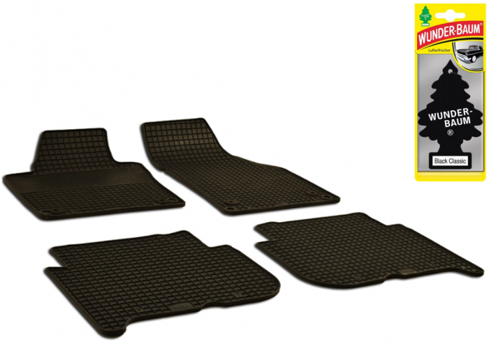 Set Covorase Auto Cauciuc Umbrella Pentru Volkswagen Touran (2003-2010).(2010-2015) + Odorizant Auto Bradut Wunder-Baum Black Ice [1]