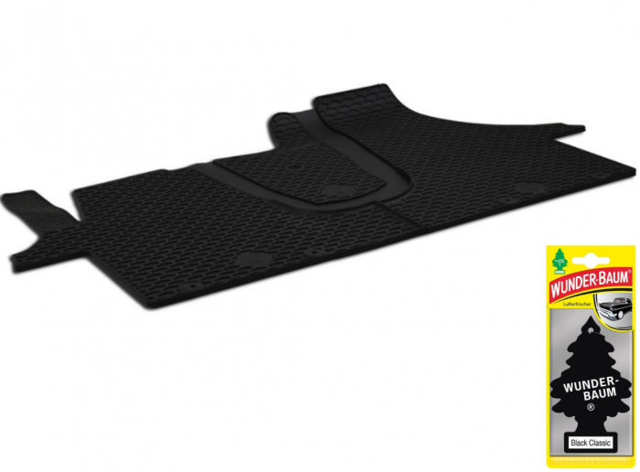Set Covorase Auto Cauciuc Umbrella Pentru Volskwagen T5 (2010-2015).T6 (2015-).Multivan (2015-) – 3Pcs + Odorizant Auto Bradut Wunder-Baum Black Ice [1]
