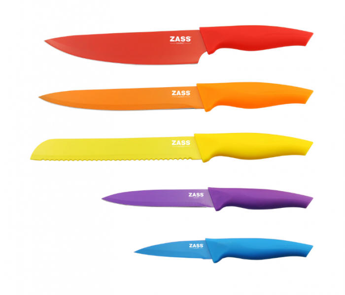 Set cutite 8 piese cu foarfeca, dispozitiv de ascutit si suport acrilic, Zass Gourmet ZG-KS 07, Multicolor [3]