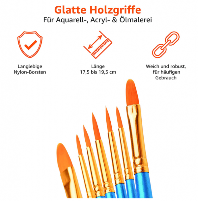 Set de 10 pensule Amazon Basics, pentru pictat, 10 dimensiuni [4]