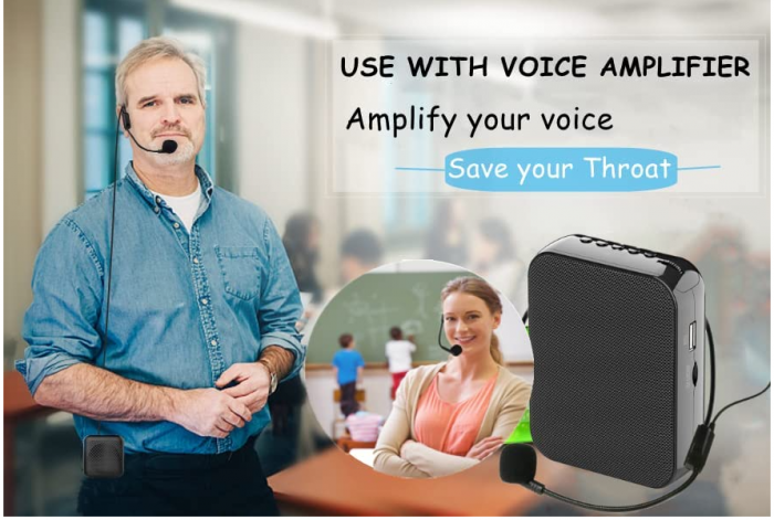 Set de 2 microfone cu căști HUACAM, braț flexibil cu fir pentru amplificator de voce [6]