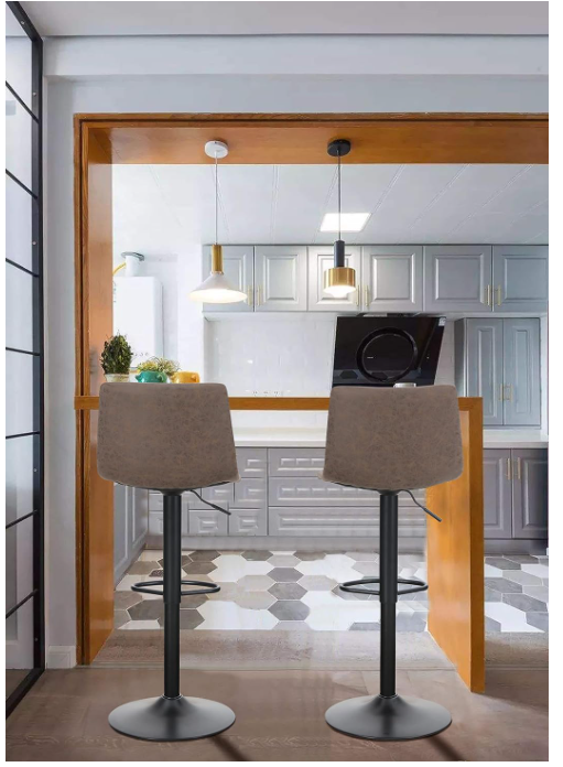 Set de 2 scaune de bar Best Villa, cu înălțime reglabilă, din piele artificială, până la 136 kg [12]