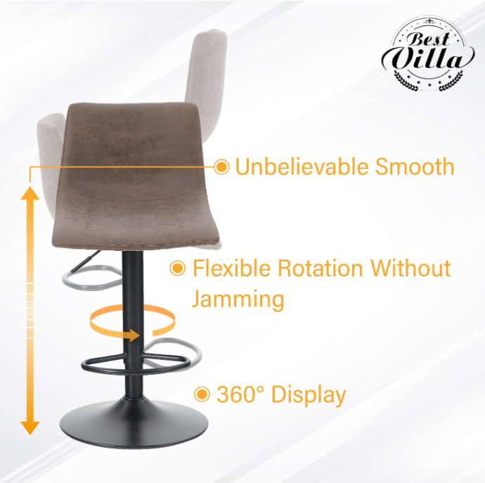 Set de 2 scaune de bar Best Villa, cu înălțime reglabilă, din piele artificială, până la 136 kg [11]