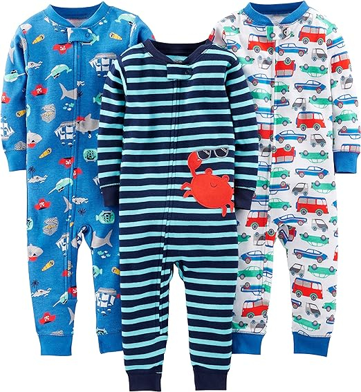 Set de 3 pijamale din bumbac pentru bebelusi Simple Joys by Carter's Baby Boys, Marimea 18M (18 luni) [1]