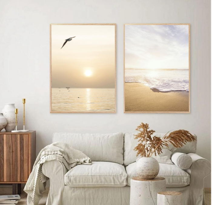 Set de 3 postere SWECOMZE fara rama pentru sufragerie/dormitor, (30 x 40 cm), bej [4]