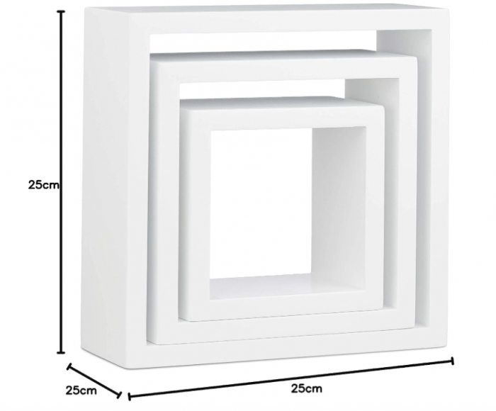 Set de 3 rafturi de perete Relaxdays Cube, Alb, 25 x 25 x 25 cm [4]