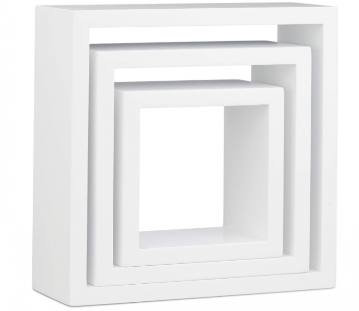 Set de 3 rafturi de perete Relaxdays Cube, Alb, 25 x 25 x 25 cm [6]