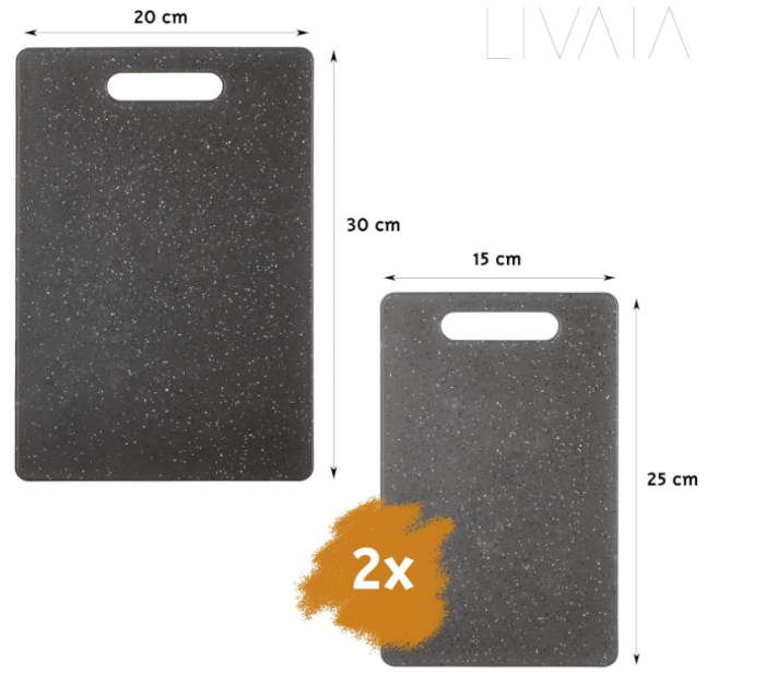 Set de 3 Tocatoare LIVAIA, Fund de tocat, 1 Mare 20 x 30 cm si 2 Mici 15 x 25 cm [4]