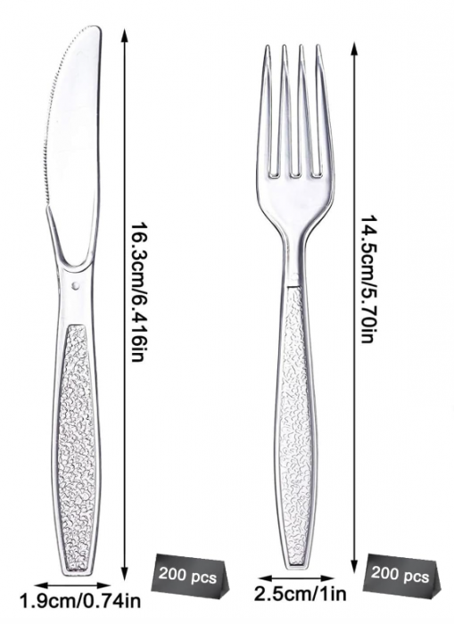 Set de 400 tacâmuri din plastic, furculițe si cuțite [2]