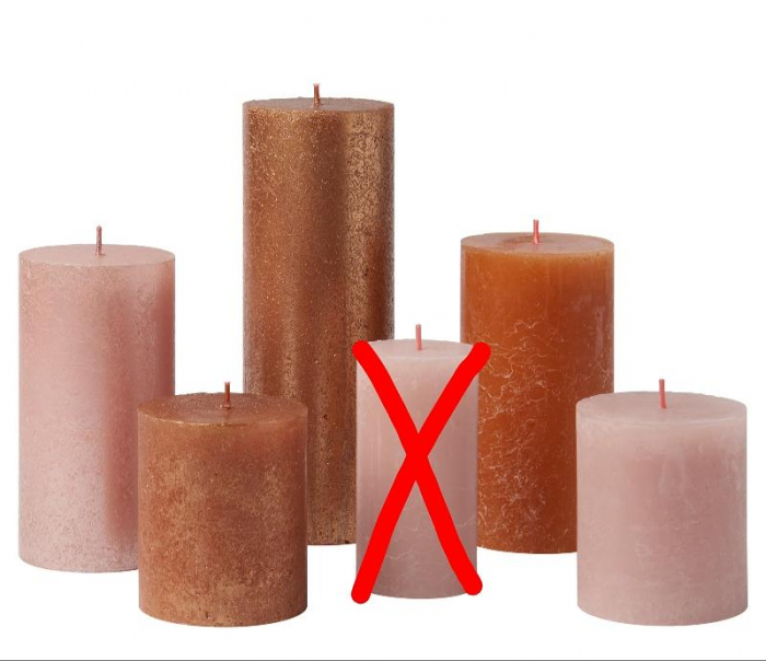 Set de 5 lumanari rustice tip bloc Bolsius Rustic Pillar, Cozy Coppers, fara parfum [2]