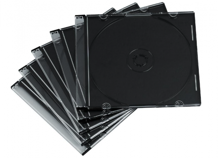 Set de 50 Carcase pentru CD/DVD Hama Slim, Transparent/Negru [4]
