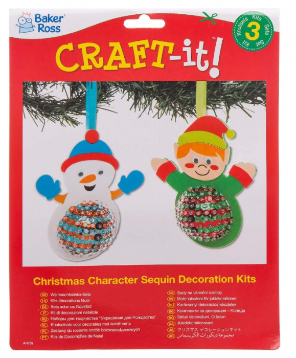 Set de decorațiuni cu paiete de Crăciun Baker Ross pentru copii, 3 bucati [4]