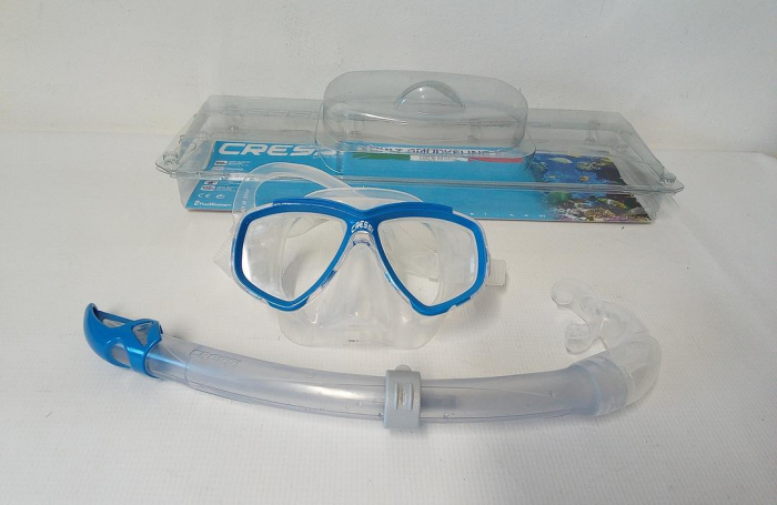 Set de scufundari pentru adulti Cressi Perla, ochelari + tub snorkeling, albastru [2]