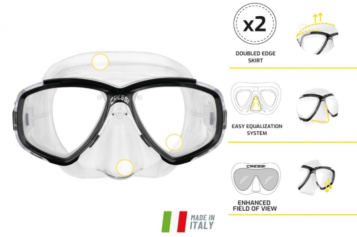 Set de scufundari pentru adulti Cressi Perla, ochelari + tub snorkeling, albastru [6]