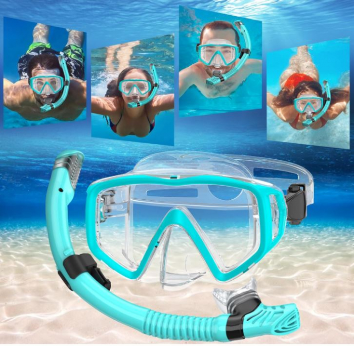 Set de scufundari pentru adulti JEMULICE, ochelari + tub snorkeling, albastru [9]
