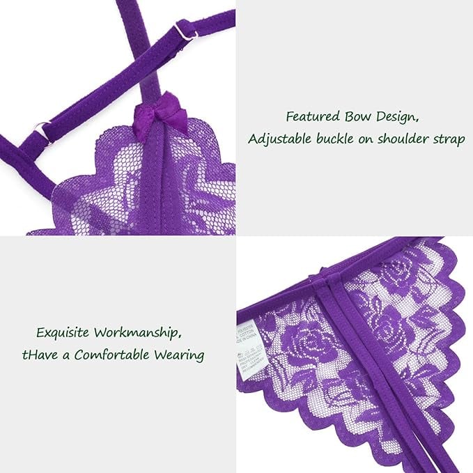 Set lenjerie sexy pentru femei Heekpek, violet, S-M [7]