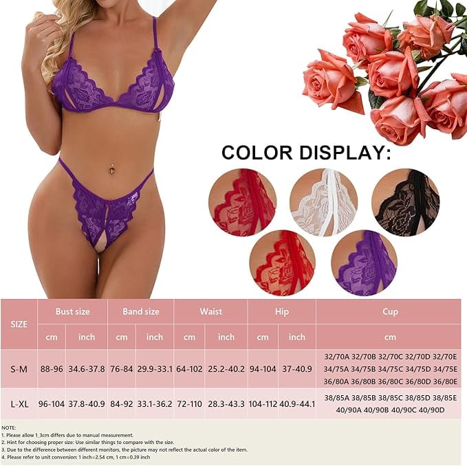 Set lenjerie sexy pentru femei Heekpek, violet, S-M [4]