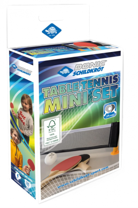 Set mini tenis de masă Donic-Schildkröt FSC, 2 palete FSC, fileu, 1 minge [3]