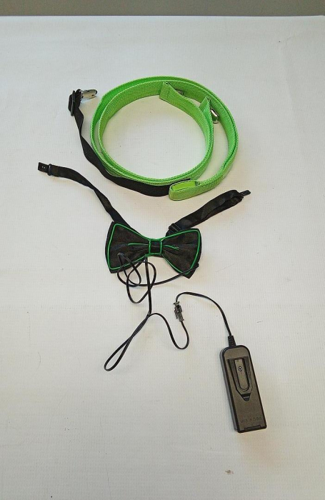 Set papion cu lumina LED si bretele Ainiv, verde [2]