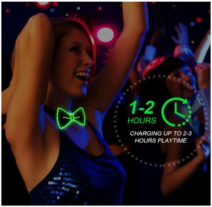 Set papion cu lumina LED si bretele Ainiv, verde [6]