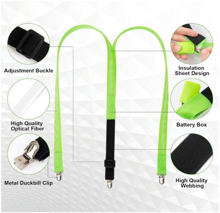 Set papion cu lumina LED si bretele Ainiv, verde [7]