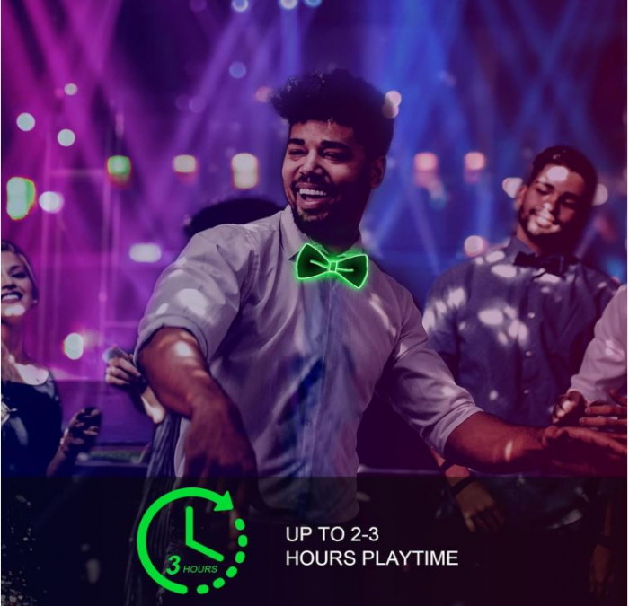 Set papion cu lumina LED si bretele Ainiv, verde [8]