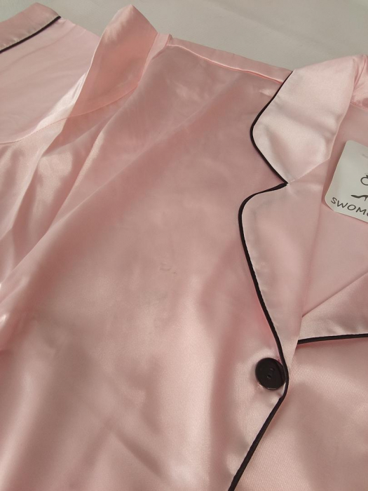 Set pijamale din satin pentru femei SWOMOG, scurte/lungi, 7 piese, rosu, XL [3]